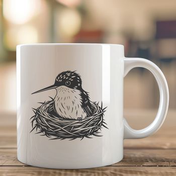 Close-up of a vibrant hummingbird in detailed graphic design.
