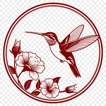 A colorful hummingbird perched on a flower, suitable for clip art designs and vector graphics.
