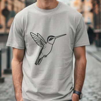 A colorful hummingbird perched on a flower, depicted in vector style with intricate details.
