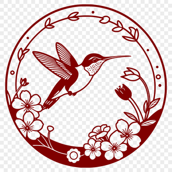 A colorful illustration of a hummingbird perched on a floral branch, created in vector art format.