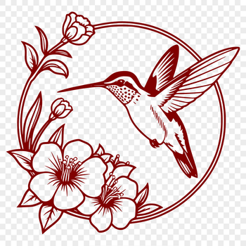 An illustration of a hummingbird perched on a flower, depicted as vector art.