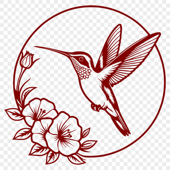 Hummingbird bird perched on floral background, illustrated in vector art style.