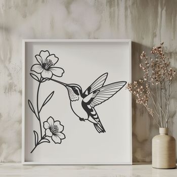 A detailed design of a hummingbird featuring intricate floral patterns.