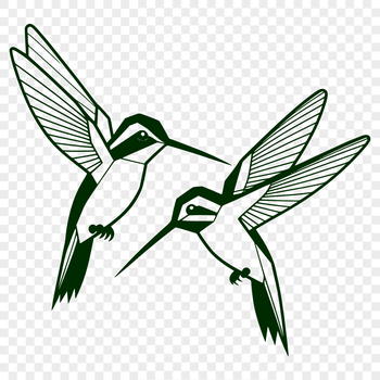 A colorful illustration of a hummingbird in flight, suitable for use in graphic design projects and crafts.