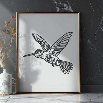 Detailed illustration of a full-body hummingbird bird in motion, ready for design use.