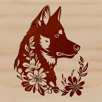 A realistic illustration of a Siberian Husky's head, suitable for graphic design projects.