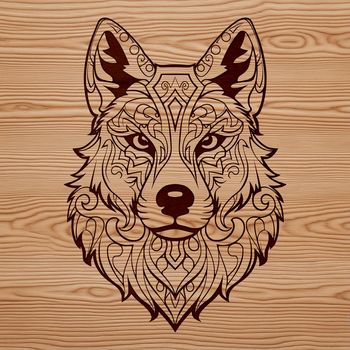 SVG illustration of a Husky's head with ornate details, suitable for graphic design projects.