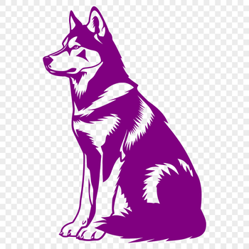 Vector illustration of a sitting husky dog with detailed fur texture.