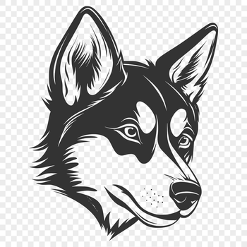 Illustrated husky dog face with distinct facial features