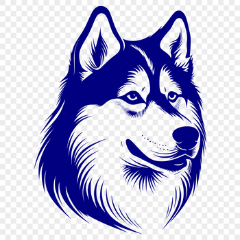 A Siberian Husky's head in profile, shown as a detailed vector illustration.