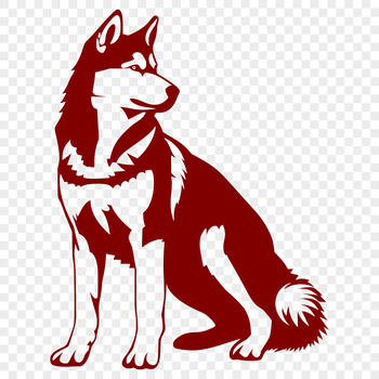 A full-body illustration of a sitting Husky dog in a neutral pose.