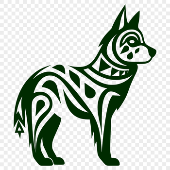 A detailed illustration of a standing Siberian Husky dog with intricate design elements.