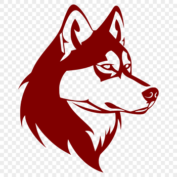An illustration of a dog's head, specifically a husky breed, in vector format.