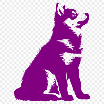 A full-body illustration of a sitting husky dog.
