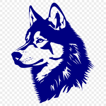 A stylized illustration of a Husky's head, suitable for use in digital designs.