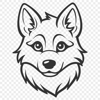 A simple line drawing of a Husky dog's head, suitable for clip art and vector design.
