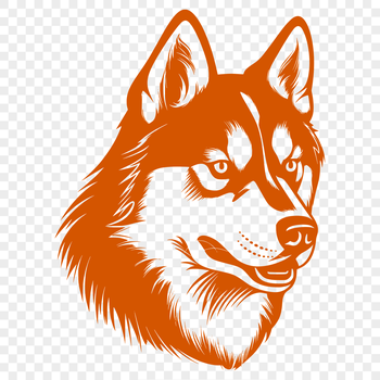 A digital illustration of a husky's head with detailed features, suitable for vector design and cutting machine projects.