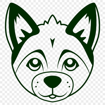 A detailed illustration of a Husky's head, suitable for vector art and clip art uses.