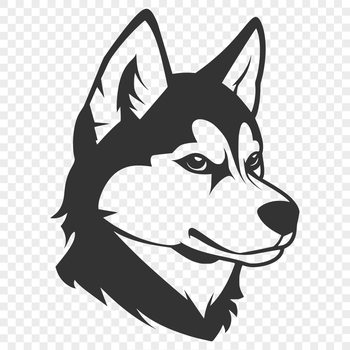 A vector illustration of a Siberian Husky dog's head.