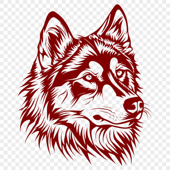 An SVG icon of a Siberian Husky dog, designed as a customizable clip art element for personal and commercial projects.