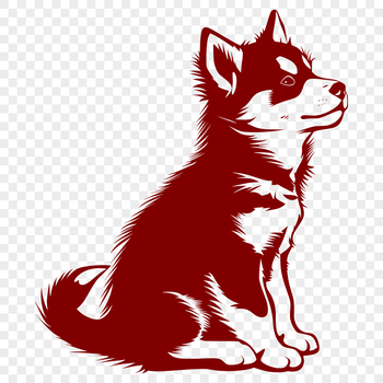 A high-quality SVG illustration of a Husky dog sitting in a full-body pose.