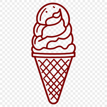 A vector graphic representation of a single serving of creamy dessert in a waffle cone.