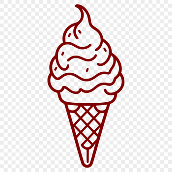 A colorful illustration of a cone-shaped ice cream with various toppings, suitable for digital design and crafting.