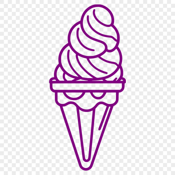 A vector graphic design featuring a stylized representation of an ice cream dessert.