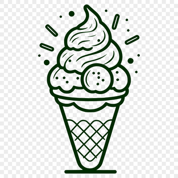 A colorful illustration of a scoop of ice cream on a stick, ideal for decorating cakes or making DIY treats.
