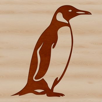 A single African penguin perched on the ice edge at sunset.