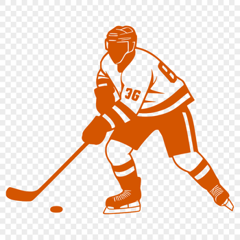 A digital illustration of a hockey player in action, suitable for cutting machines and laser cutters.
