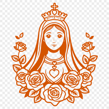 A vector illustration of a stylized floral heart with an immaculate center, suitable for various digital designs and crafts.