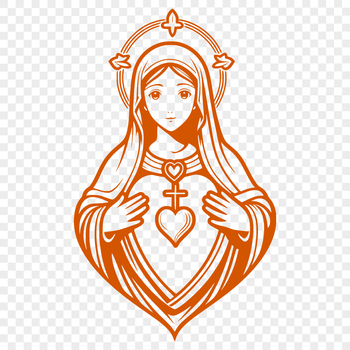 Iconic representation of the Immaculate Heart, suitable for vector art and cutting machine designs.