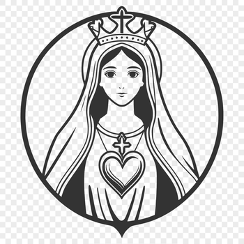 A stylized illustration of the Immaculate Heart, suitable for vector graphics and various digital applications.