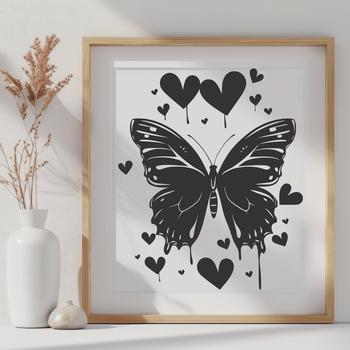 An illustration of a butterfly with intricate details, suitable for use in gardening designs or as vector art.