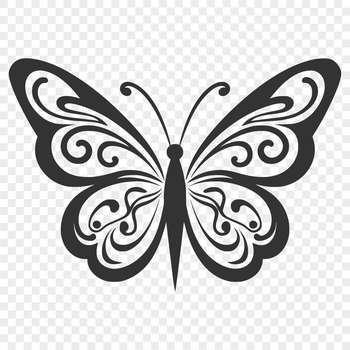 A colorful illustration of an ornate butterfly in full body form, suitable for gardening designs and decorative arts.