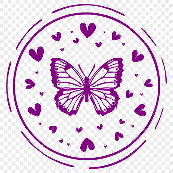 A colorful butterfly with love hearts on its wings, suitable for various uses including gardening and crafting projects.