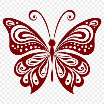 A delicate ornate butterfly with intricate details in full body form, suitable for various design applications.