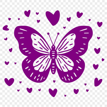 A colorful butterfly with heart-shaped markings on its wings, illustrated in vector format.