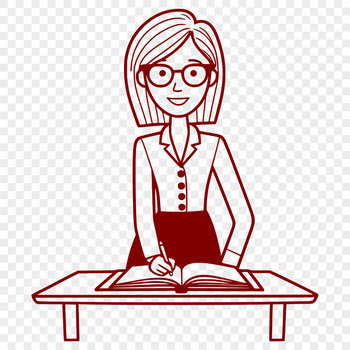 A silhouette outline illustration of a professional woman educator in her teaching role.