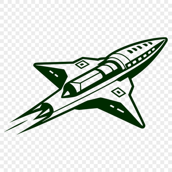 SVG design concept of a spaceship against a starry night sky background