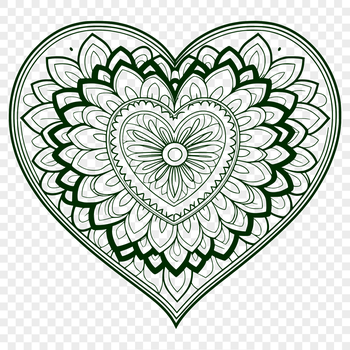 Mandala design featuring a stylized heart symbol, perfect for vector graphics and digital cutting machines.