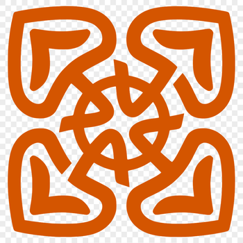 A detailed Celtic ornamentation featuring intricate patterns and shapes.