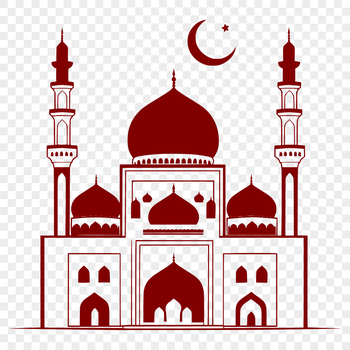 A 2D vector illustration of a mosque's architectural design.