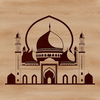 A stylized illustration of a mosque's architectural design.