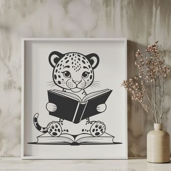 A detailed illustration of a big cat, specifically a jaguar, in a neutral pose.