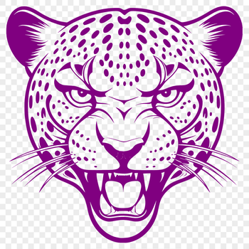 A detailed illustration of a jaguar's head with distinctive markings and fur texture.