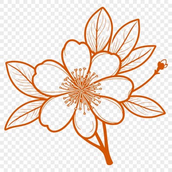 A vector graphic representation of a blooming sakura tree branch with delicate petals.