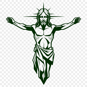 A stylized illustration of Jesus in a crucifix pose, suitable for use as clip art in various digital designs.