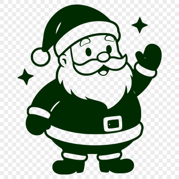 An iconic vector art representation of Santa Claus holding gifts.
